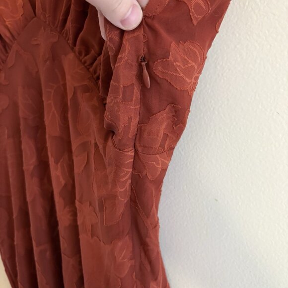 Hutch Anthropologie Women 8 Terracotta Orange Floral Textured Lindy Maxi Dress - Picture 8 of 13